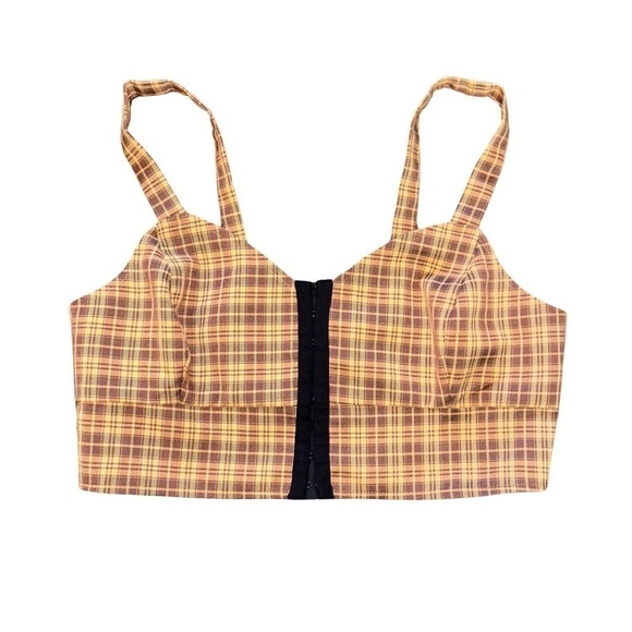 bp Tops - BP Plaid Crop Hook & Eye Corset Top - Size L